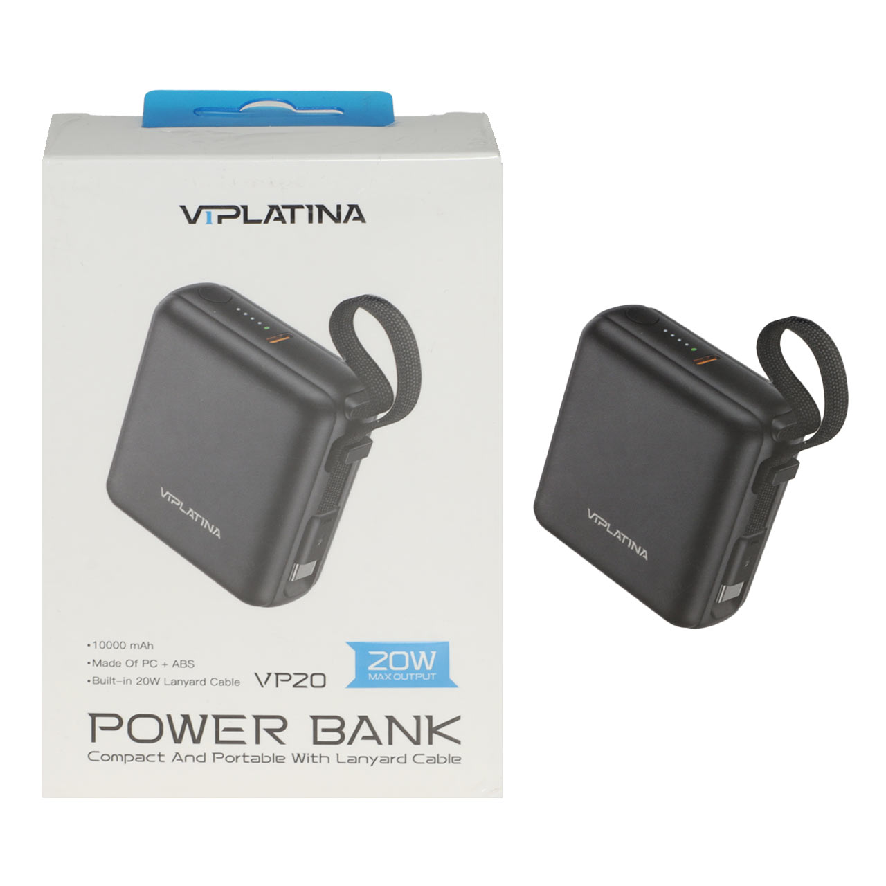 پاوربانک فست شارژ VIPLATINA 10000mAh مدل VP20 20W - مشکی (گارانتی 18 ماه تعویض نیکان همراه)
